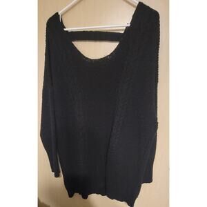 Torrid Black Knit Lace-Up Back Sweater Women’s Plus Size 4X Oversized Warm
